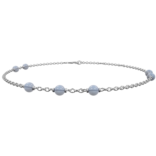 Nordahl Jewellery - SWEETS52 armbånd i sølv m. 7 blå kalcedon